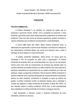 Conceitos de Gestão Ambiental
