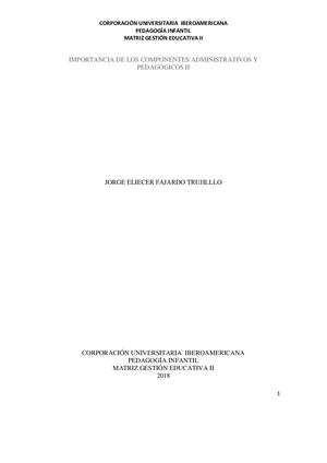 Matriz Gestión Administrativa Pedagógica