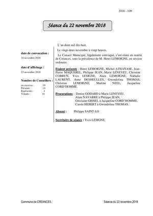 Conseil Municipal 22 Nov 18