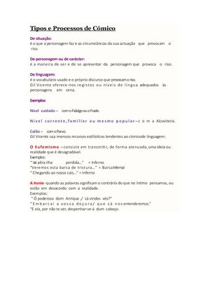 Tipos E Processos De Cómico