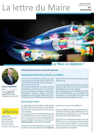 Lettre du Maire N°6 - Ronchin - Oct 2018