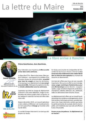 Lettre du Maire n°5 - Ronchin - Oct 2016