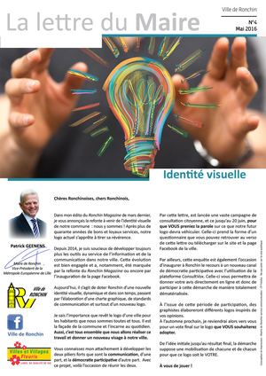 Lettre du Maire n°4 - Ronchin - Mai 2016