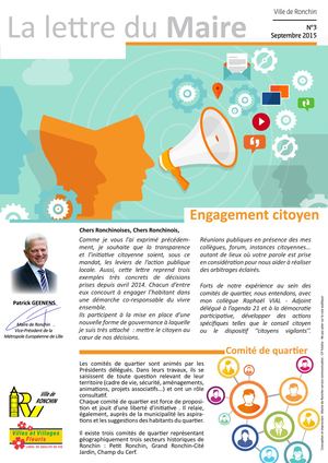 Lettre du Maire n°3 - Ronchin - Sept 2015