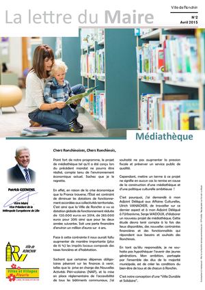 Lettre du Maire n°2 - Ronchin - Juin 2015