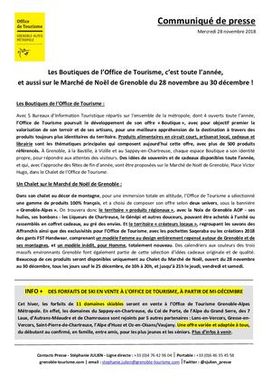Cp Office De Tourisme Grenoble Alpes Métropole Des Boutiques Toute L'année Et Un Chalet De Montagne Sur Le Marché De Noël Jusqu'au 30 Décembre