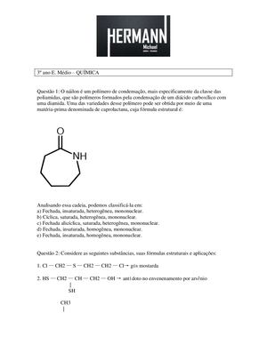 2º teste 9 EF  ao 3º EM Quimica