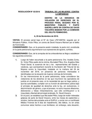 Sentencia Resolución Observatorio Para La Exigibilidad De Derechos Caso Isabel Pilco Apdhb