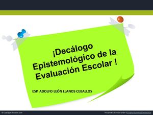 Decálogo Epistemológico de la Evaluación Escolar