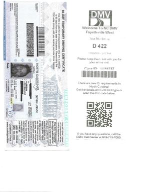 SF 181 Hand Delivered to DMV for Amaru Carey Khepresh