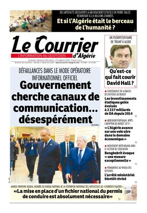 Le Courrier d'Algérie du samedi 1er décembre 2018
