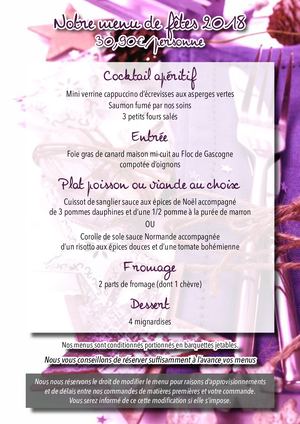 Menu de fête 2018 Le porcelet traiteur d'Argenton sur creuse