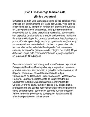 Deportes en el San Luis Gonzaga