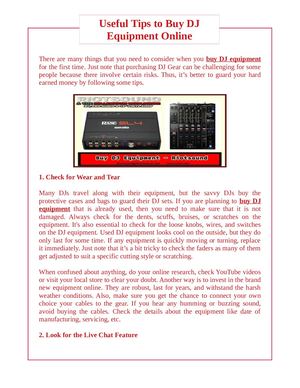 Useful Tips To Buy Dj Equipment Online - Riotsound