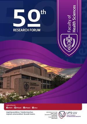 Ufs Faculty Of Health Sciences 50th Research Forum 2018