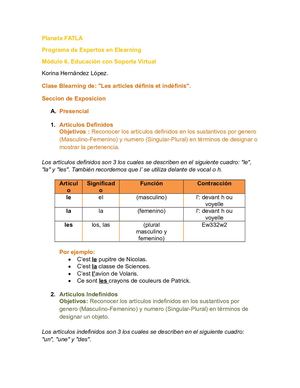 Articles Definis et Indefinis  Por Korina Hernandez