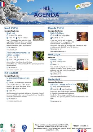 Agenda office de tourisme du 1er au 21 décembre 2018