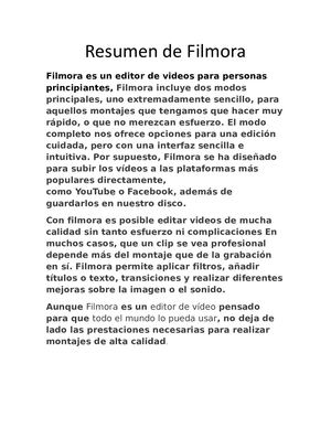 Resumen De Filmora