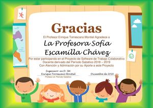 Agradecimiento a la Maestra  Sofi