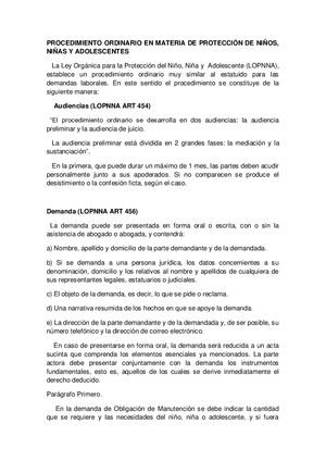 Procedimiento Ordinario En Materia De Protección De Niños