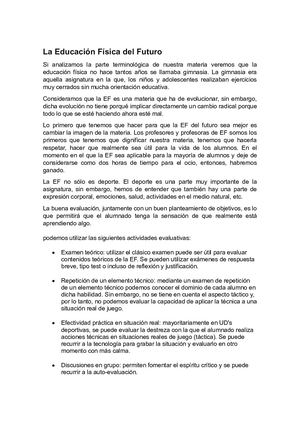 En Torno A La Educación Física Del Futuro