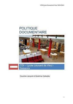 Politique Documentaire 2018 2019