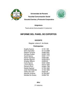 Informe Panel De Expertos 2018
