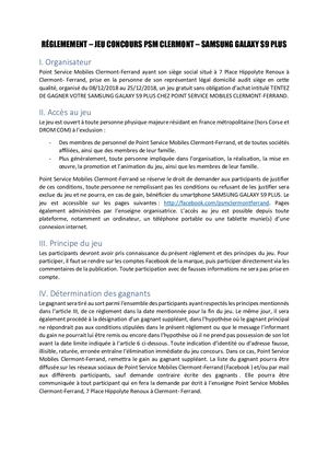 Reglement Jeu Concours Psm Clermont