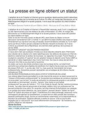 La Presse sur Internet