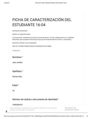 Ficha De Caracterización Del Estudiante 16 04