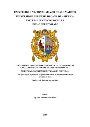 Gestión del patrimonio cultural de la Casa Hacienda Caballero relacionada a la identidad local.