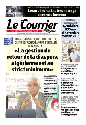 Le Courrier d'Algérie du mardi 11 décembre 2018