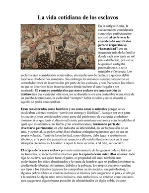 La Vida Cotidiana De Los Esclavos