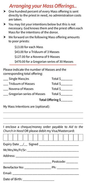 Mass Offerings for a Priest in Need