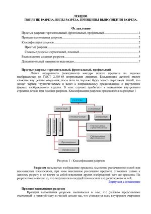 ПОНЯТИЕ РАЗРЕЗА, ВИДЫ РАЗРЕЗА, ПРИНЦИПЫ ВЫПОЛНЕНИЯ РАЗРЕЗА