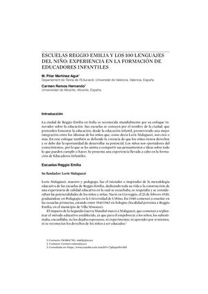 Dialnet Escuelas Reggio Emilia Ylos100lenguajes Del Nino 5207311