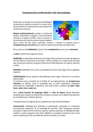 Competencias Profesionales Más Demandadas