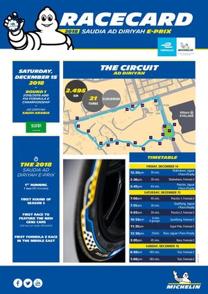 Michelin ABB FIA Formula E (2018/2019) -  2018 Ad Diriyah E-Prix - Racecard (EN)