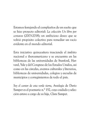 Soy El Cantor De Esta Verde Tierra. Darío Samper.  No 152