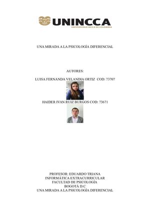 Una Mirada A La Psicología Diferencial