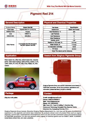 Organic pigments, pigment red 214 (P.R.214) from Xinghua Pigments Group