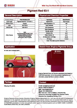 Organic pigments, pigment red 63:1 (P.R.63:1) from Xinghua Pigments Group