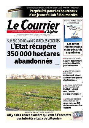 le Courrier d'Algérie du mercredi 19 décembre 2019
