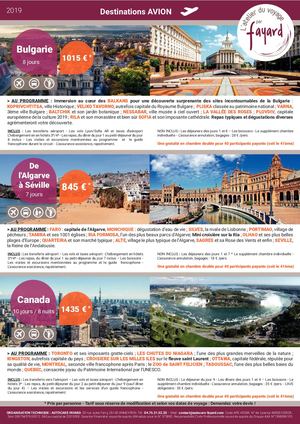 Atelier du voyage Fayard - Séjours 2019