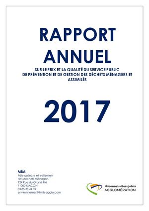 MBA Rapport Annuel 2017 Sur Le Prix Et La Qualité Du Service Public De Prévention et Gestion Des Déchets Ménagers