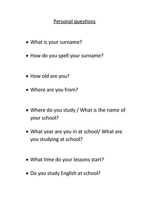 Personal Questions
