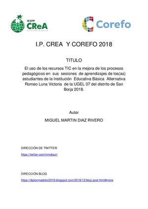 Proyeco Investigacion Corefo Martin Diaz Rivero