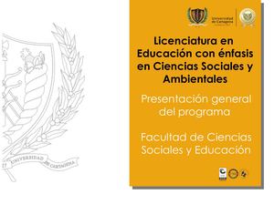 Programa de Licenciatura en Educación con énfasis en Ciencias Sociales y Ambientales