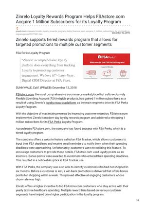 Zinrelo Loyalty Rewards Program Helps FSAstorecom Acquire 1 Million Subscribers For Its Loyalty Program