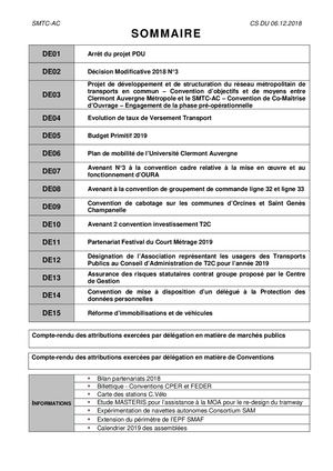 Délibérations Du Comité Syndical Du 6 Décembre 2018